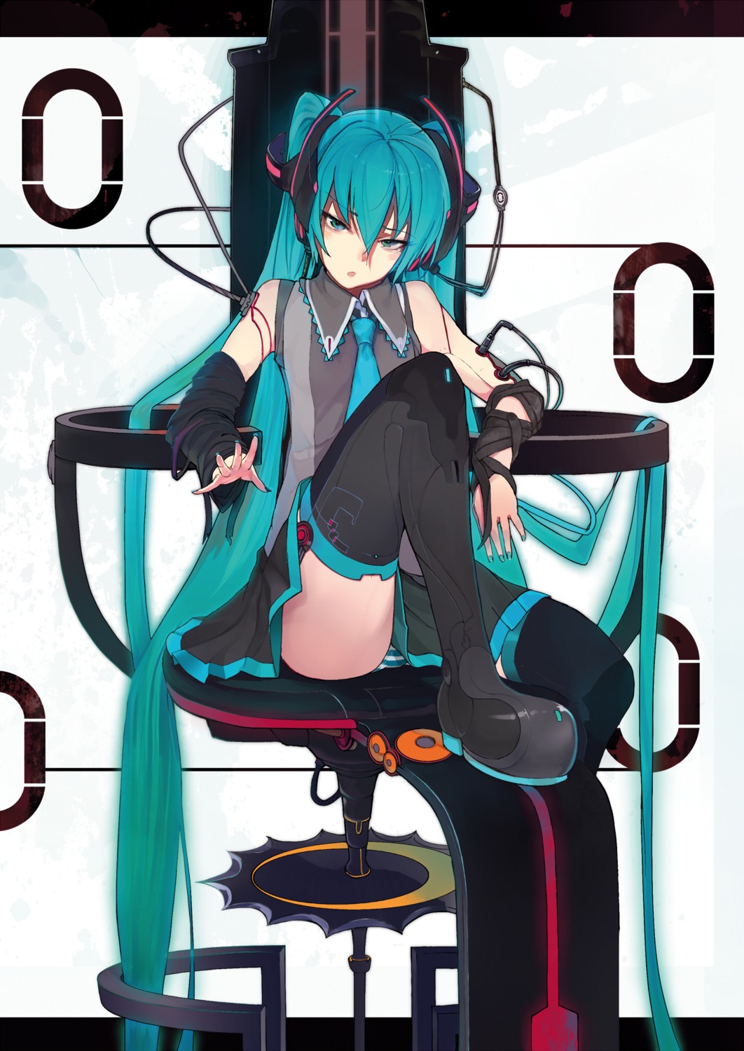 hatsune_miku pantsu shimapan shirabi thighhighs vocaloid