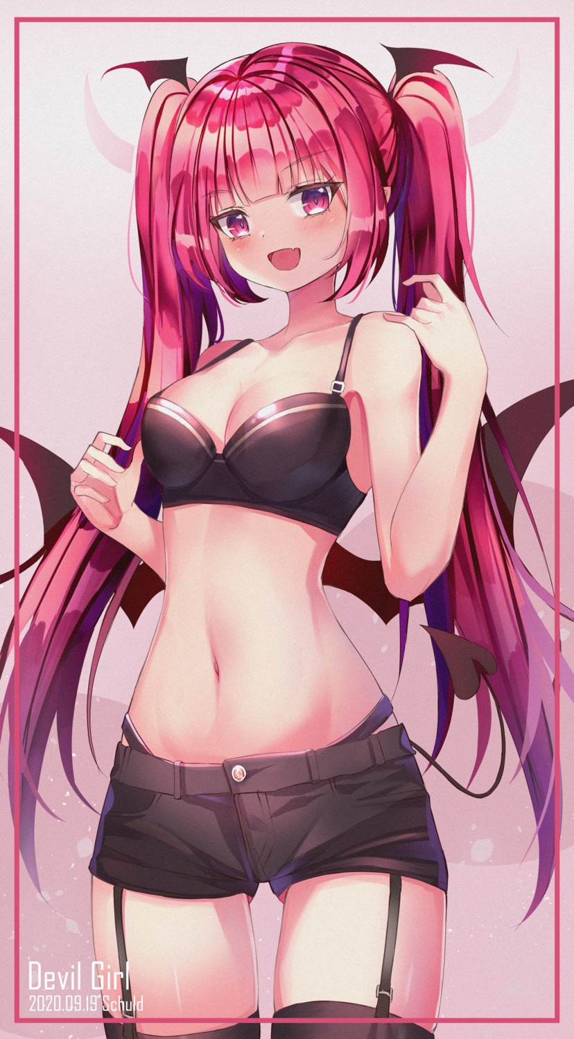 bra cleavage pantsu pointy_ears schuld stockings tail thighhighs wings