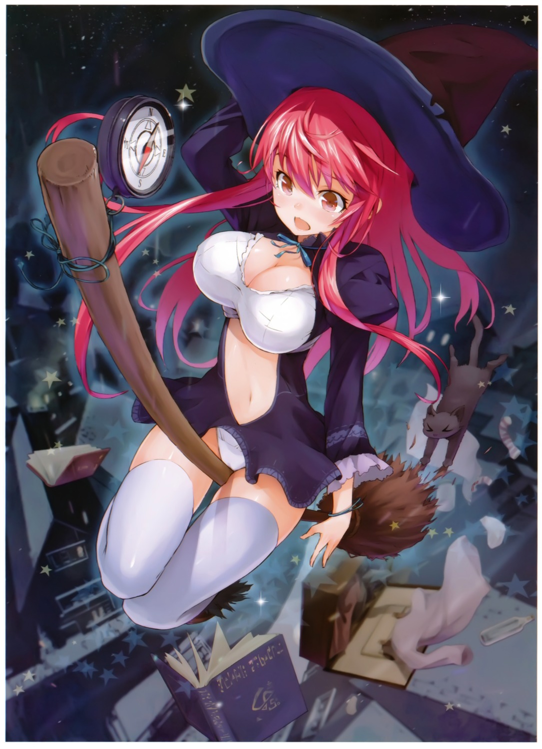 cleavage maeda_risou neko pantsu thighhighs witch