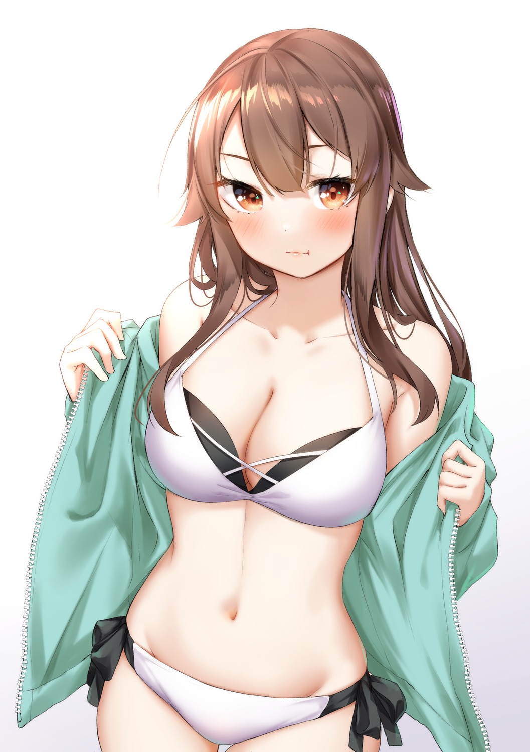 bikini harumachi_hashira open_shirt sahara_gensei sex_and_dungeon!! swimsuits undressing