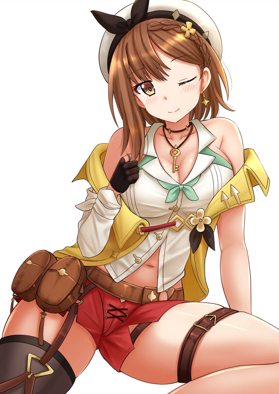 atelier atelier_ryza atelier_ryza_2 cleavage garter kazenokaze open_shirt reisalin_stout stockings thighhighs