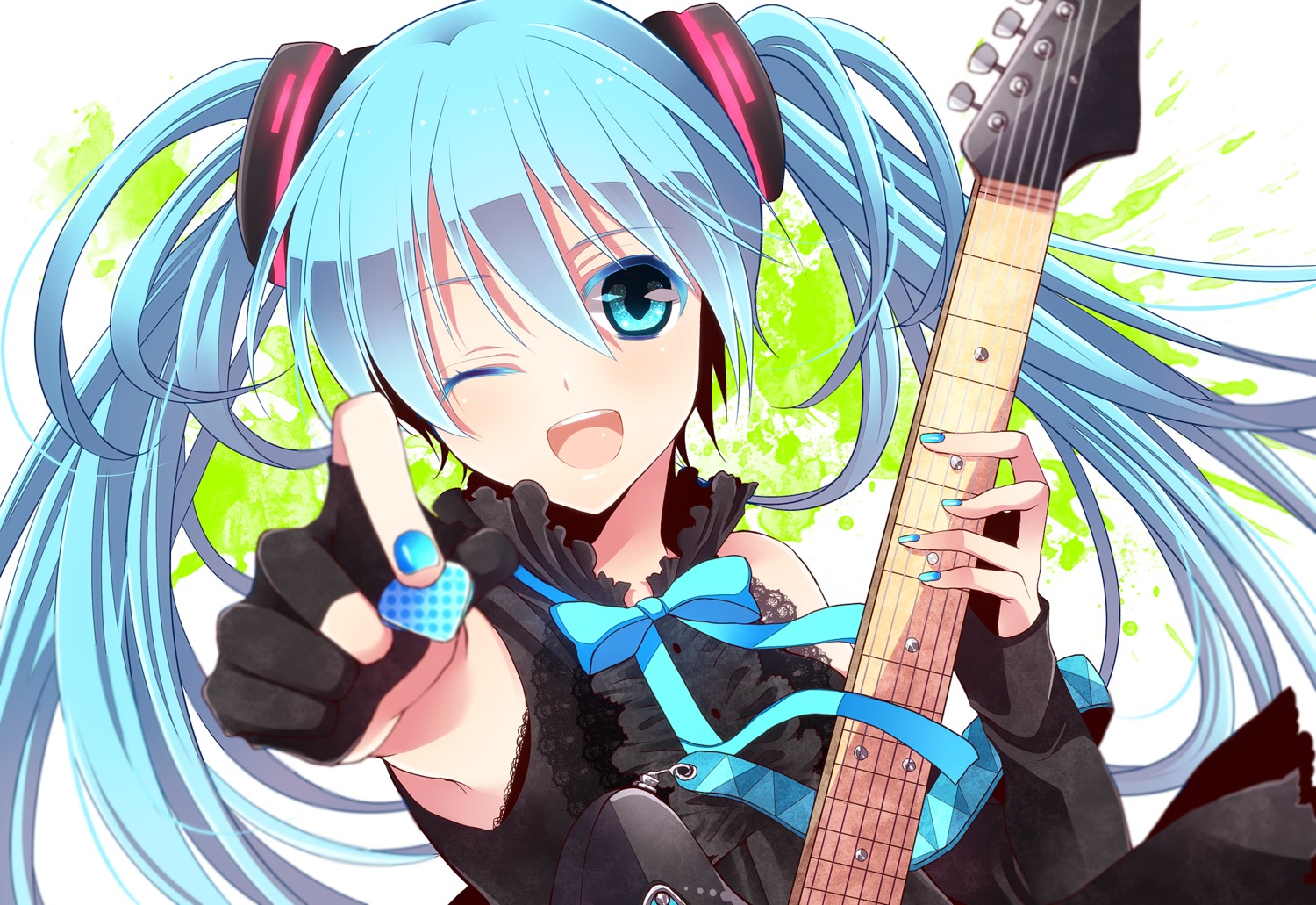 guitar hatsune_miku vocaloid yunxko