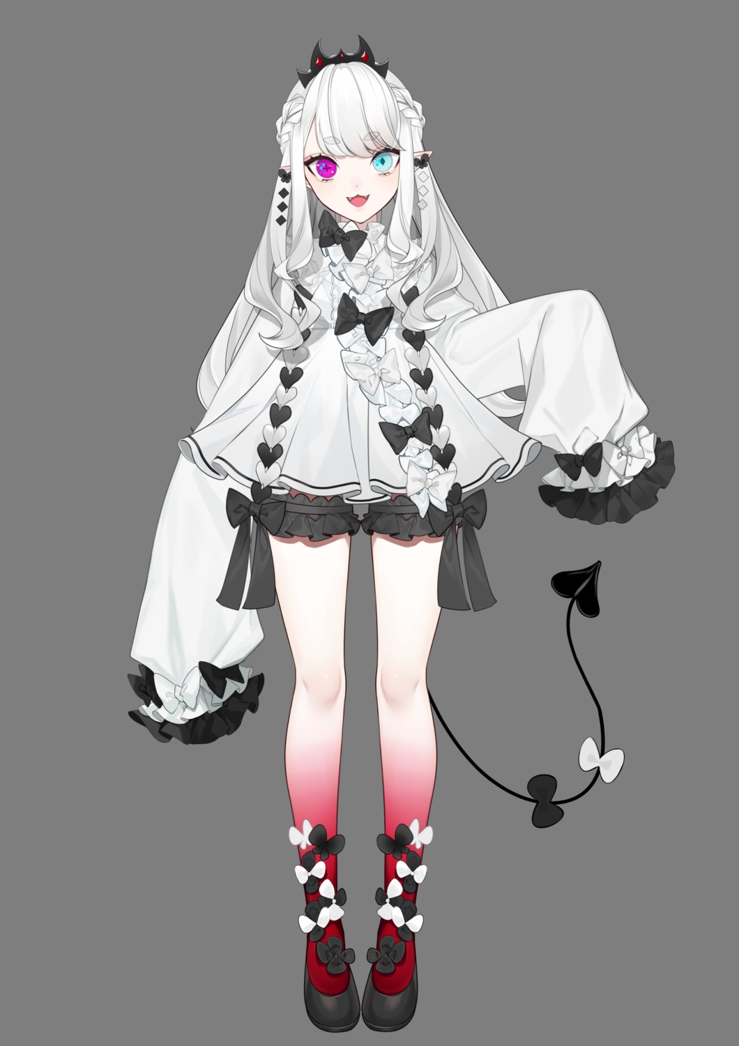 garter heterochromia indie_virtual_youtuber lolita_fashion pointy_ears spinel_cranweiss spinel_cranweiss_(artist) tail transparent_png