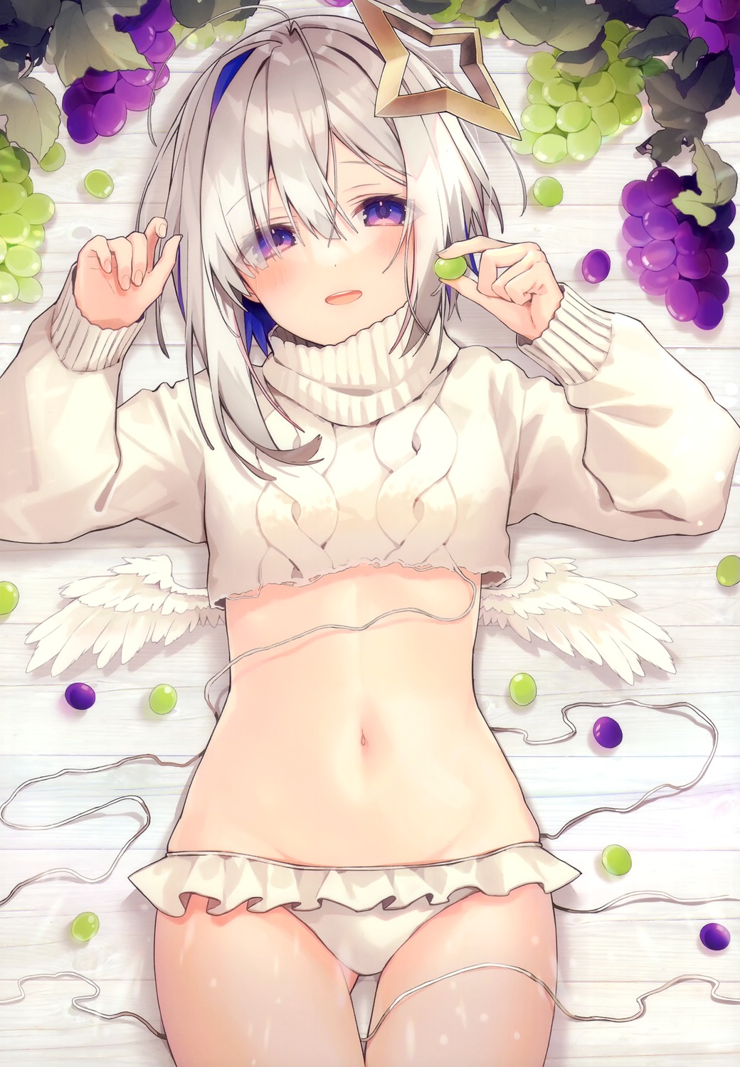 amane_kanata angel hololive oshioshio oshioshio_(circle) pantsu sweater wings