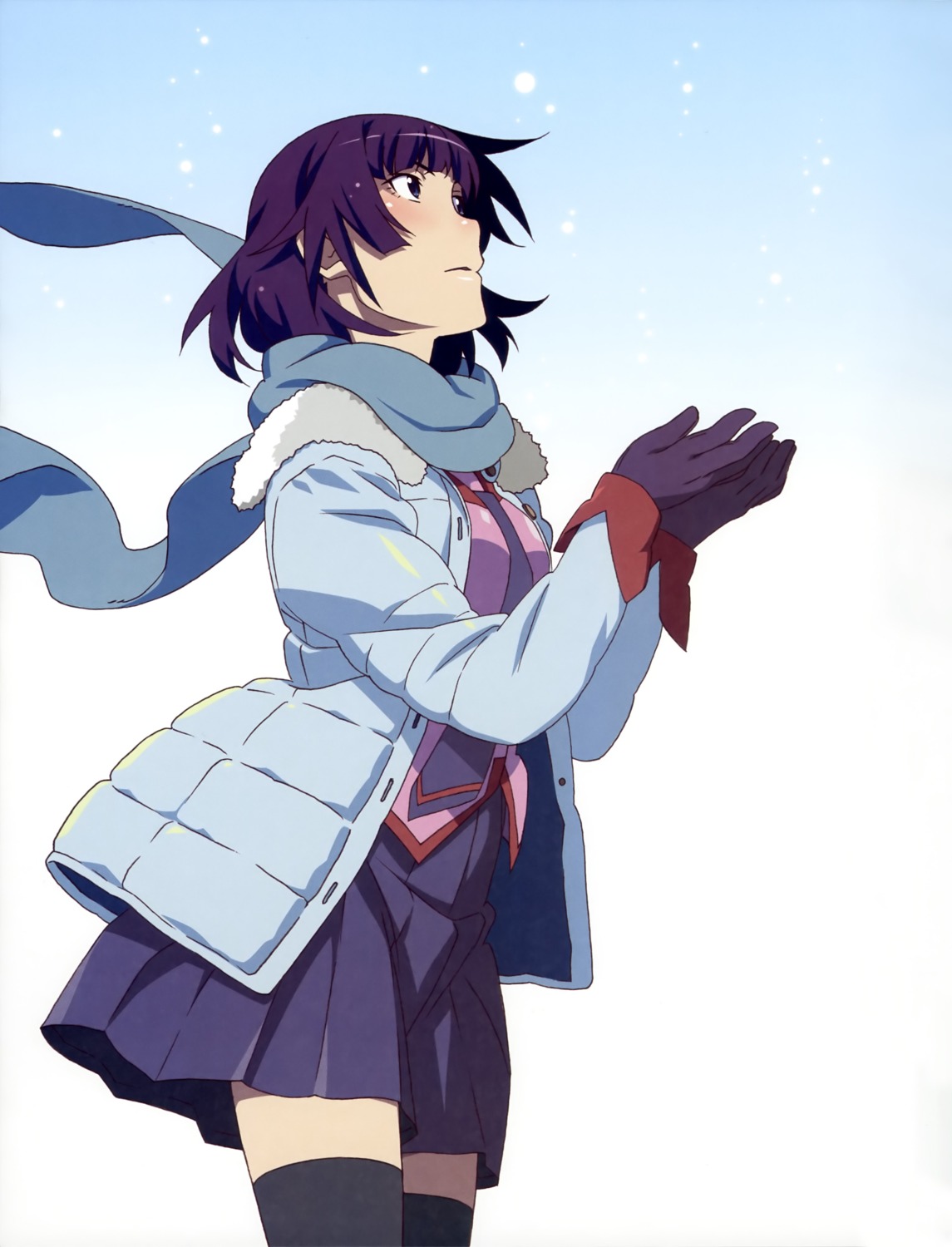 bakemonogatari monogatari_(series) seifuku senjougahara_hitagi thighhighs