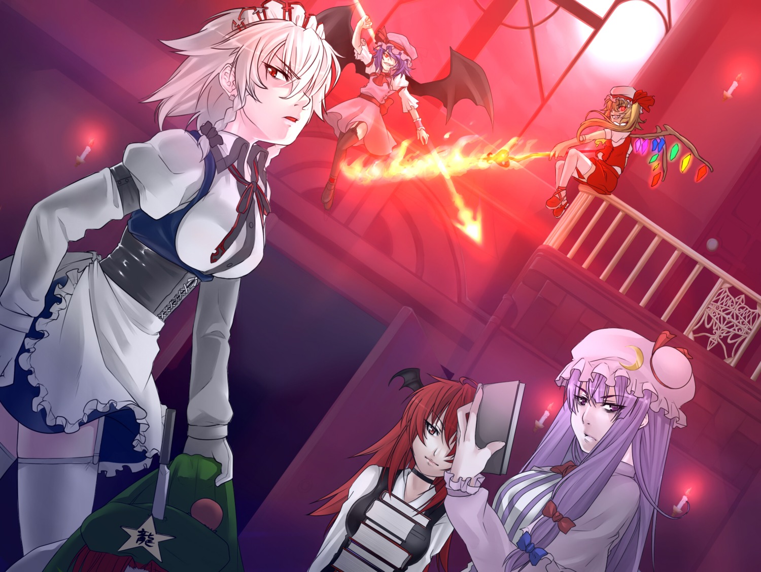 flandre_scarlet hong_meiling izayoi_sakuya kazami_tomo koakuma patchouli_knowledge remilia_scarlet touhou