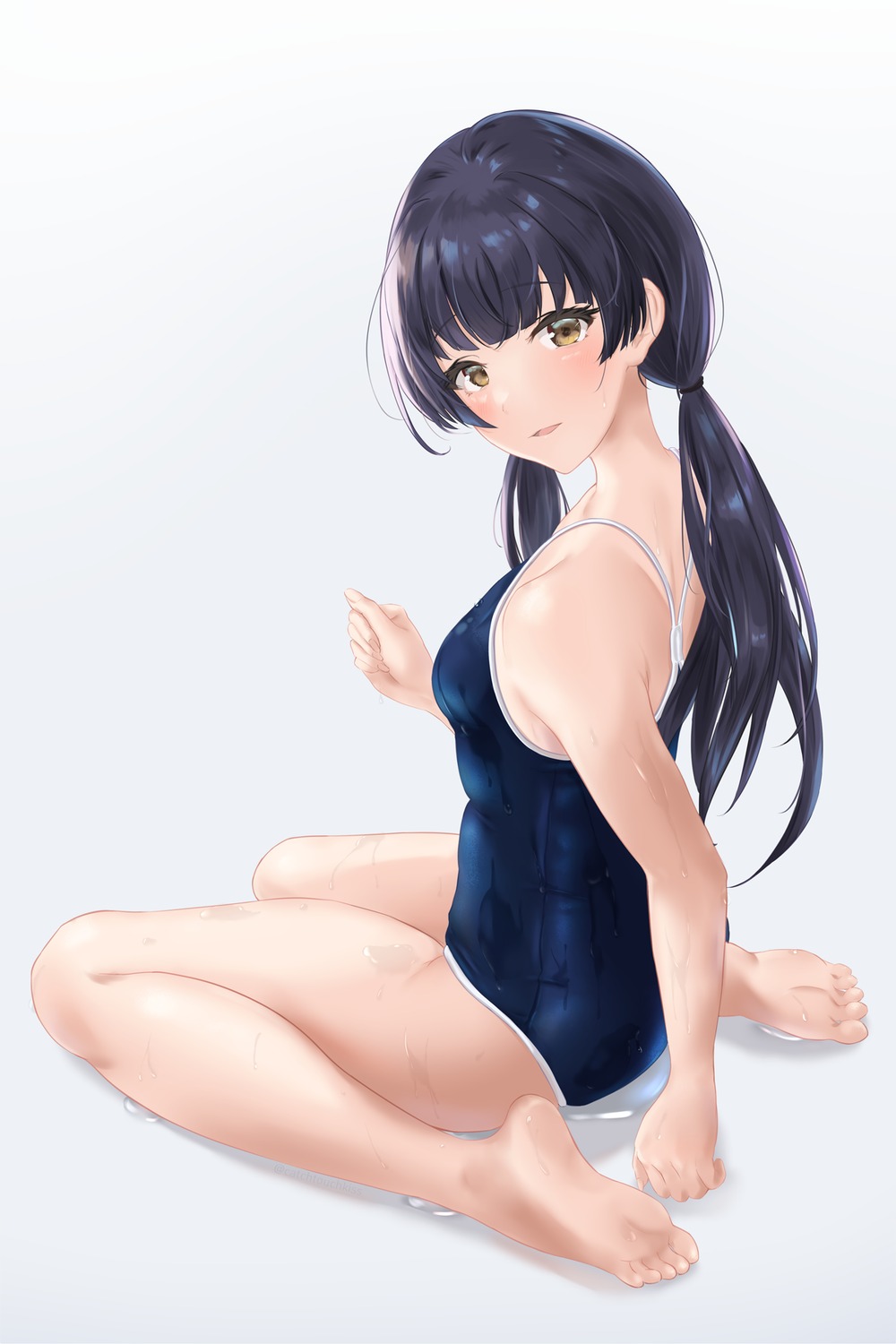 mayuzumi_fuyuko saigo_no_ritou school_swimsuit swimsuits the_idolm@ster the_idolm@ster_shiny_colors wet