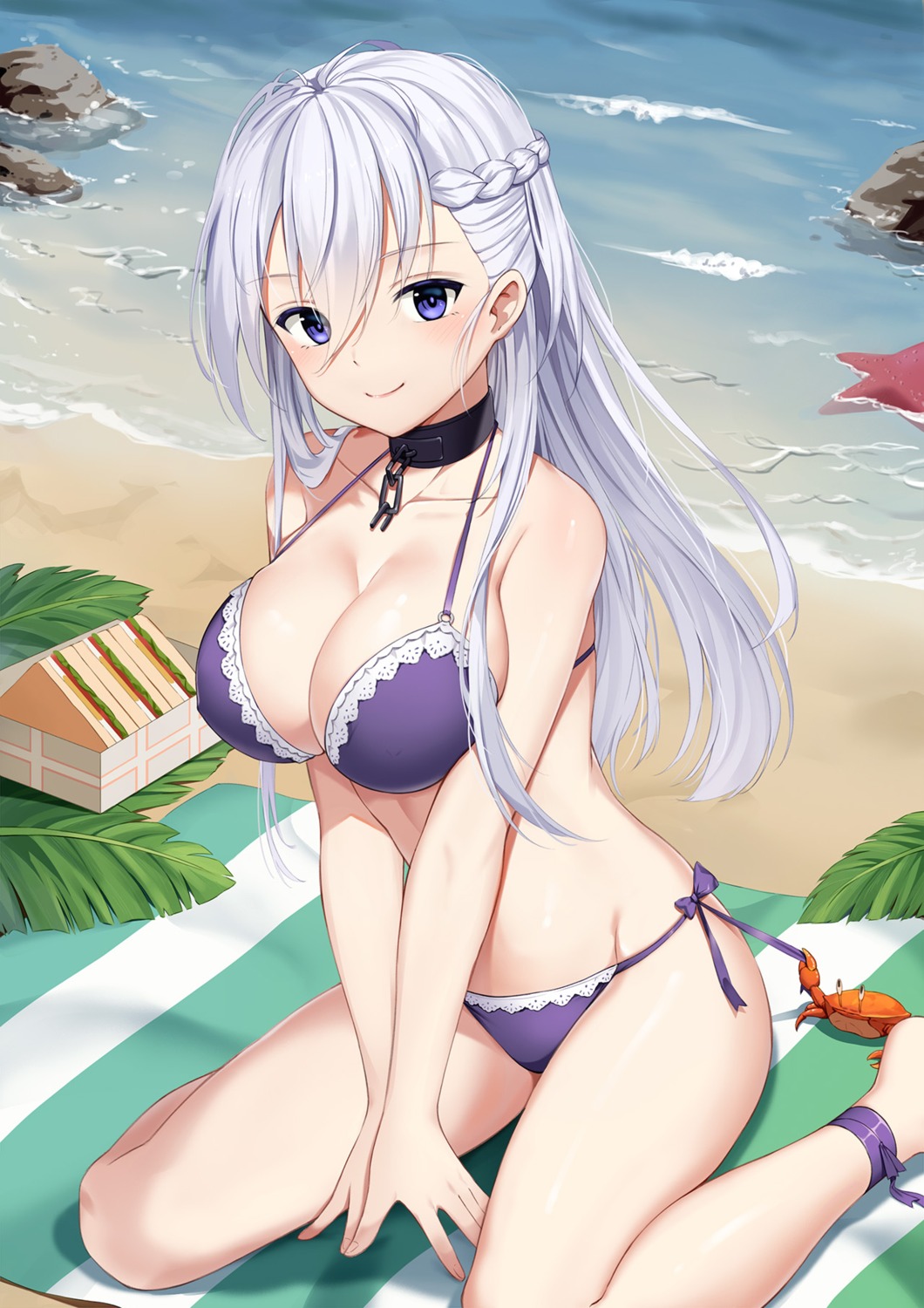 azur_lane baseness belfast_(azur_lane) bikini cleavage swimsuits