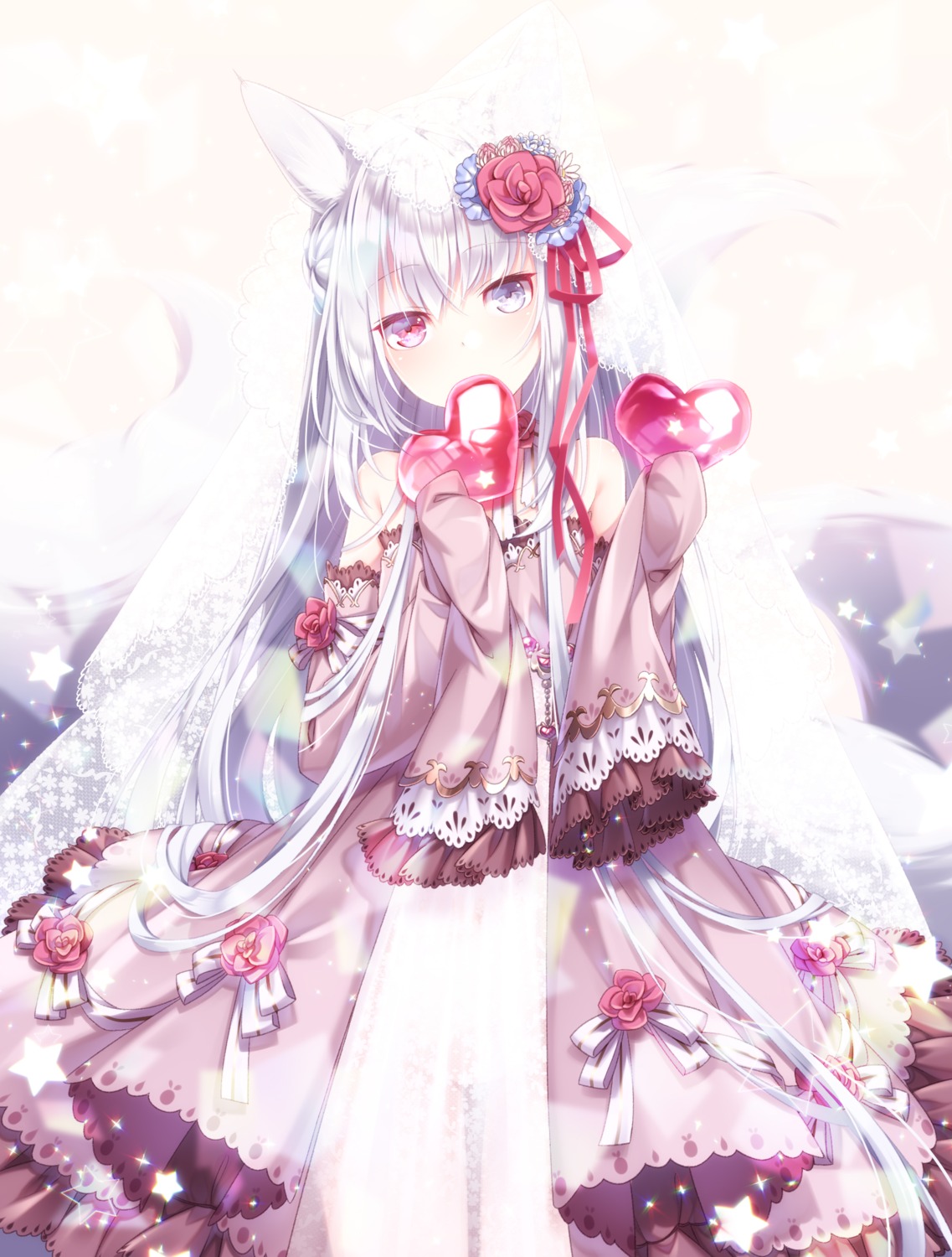 animal_ears dress heterochromia kitsune tagme tail valentine