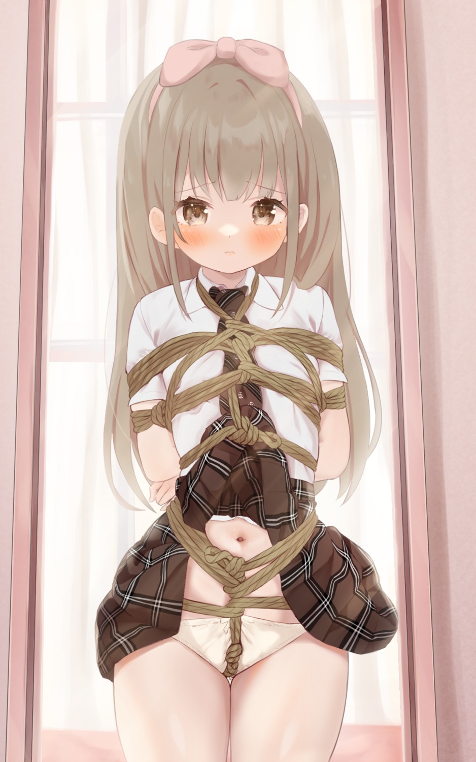 bondage hamuta_(machosbrown) loli pantsu seifuku skirt_lift