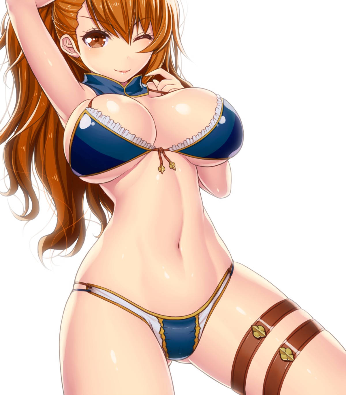 asamura_hiori beatrix_(granblue_fantasy) bikini cleavage garter granblue_fantasy swimsuits underboob