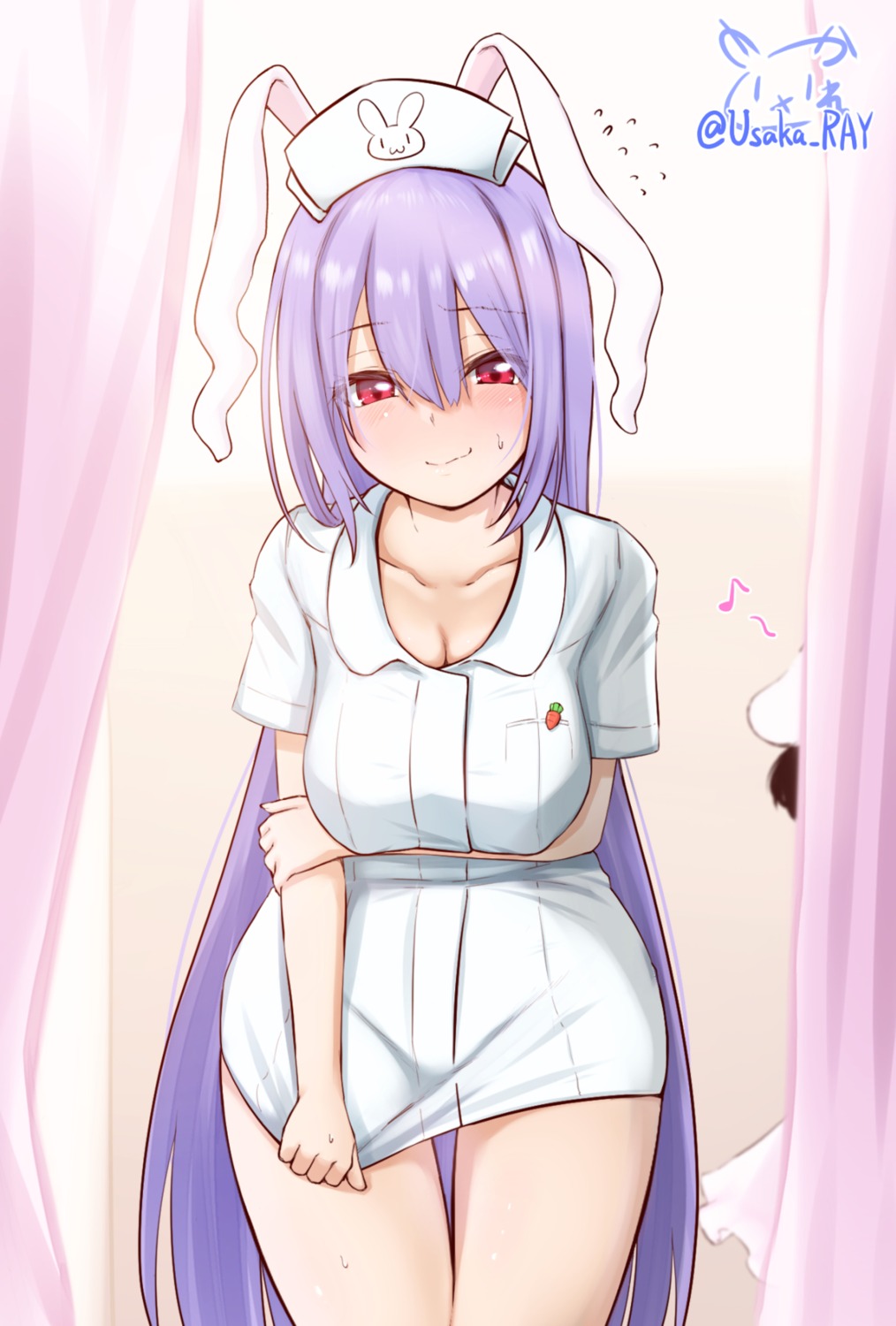 animal_ears bunny_ears cleavage nurse reisen_udongein_inaba touhou usaka_ray