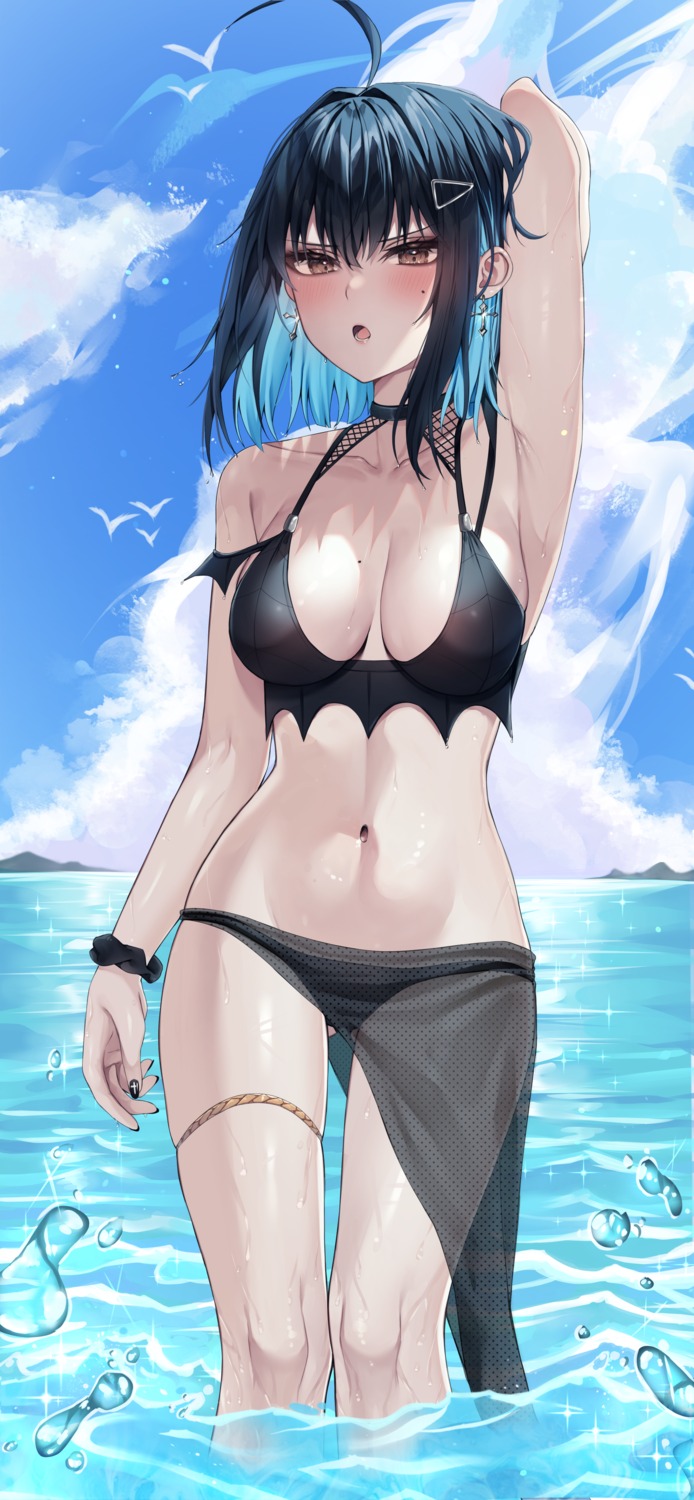 bikini garter irene_(kanniiepan) kanniiepan see_through swimsuits wet