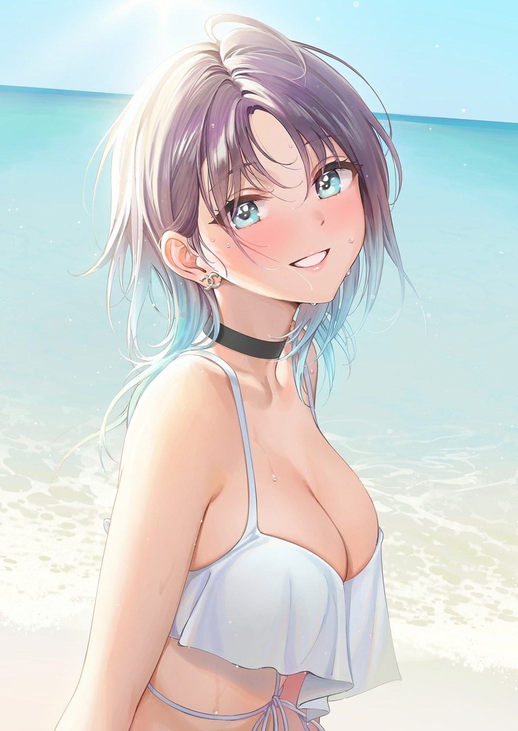 ameyame asakura_tooru bikini cleavage swimsuits the_idolm@ster the_idolm@ster_shiny_colors wet