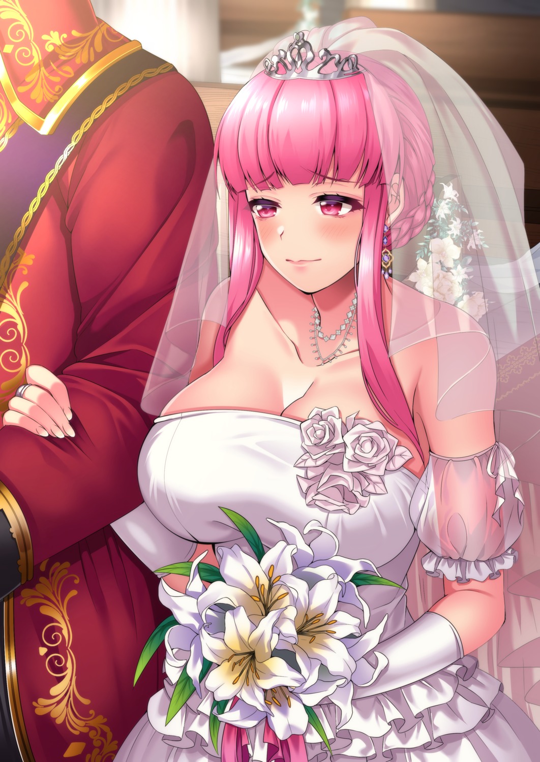 cleavage dress no_bra uzura_(moimoi) wedding_dress