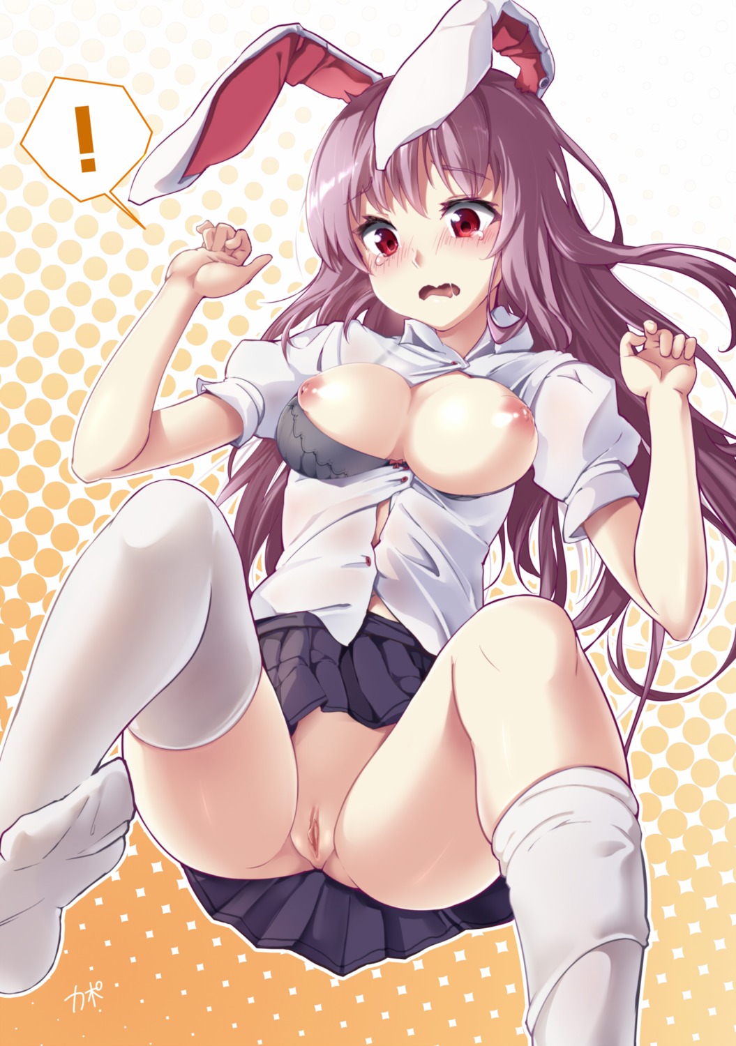 animal_ears bra breasts bunny_ears cofepig kapo nipples nopan open_shirt pussy reisen_udongein_inaba thighhighs touhou uncensored