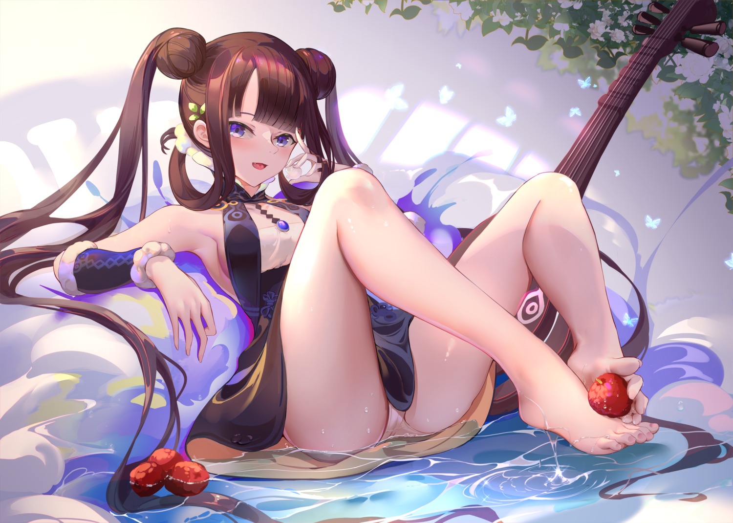 asian_clothes fate/grand_order feet pantsu skirt_lift wet xiaoshan_jiang yang_guifei_(fate/grand_order)