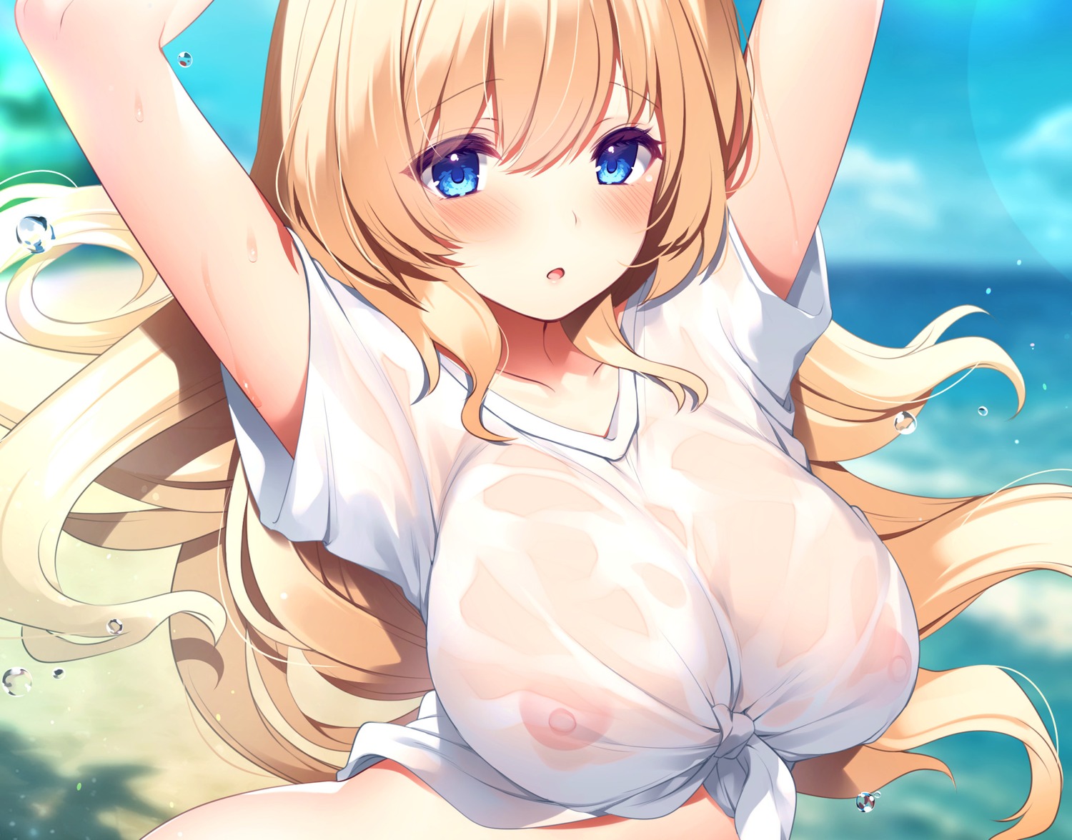 fujisaki_hikari nipples no_bra see_through wet wet_clothes