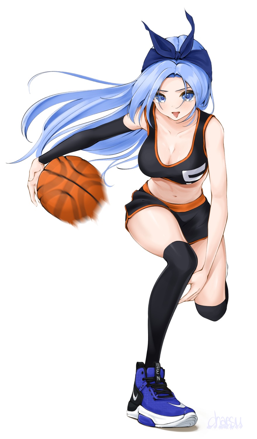 basketball chaesu cleavage gym_uniform minah_(chaesu) thighhighs