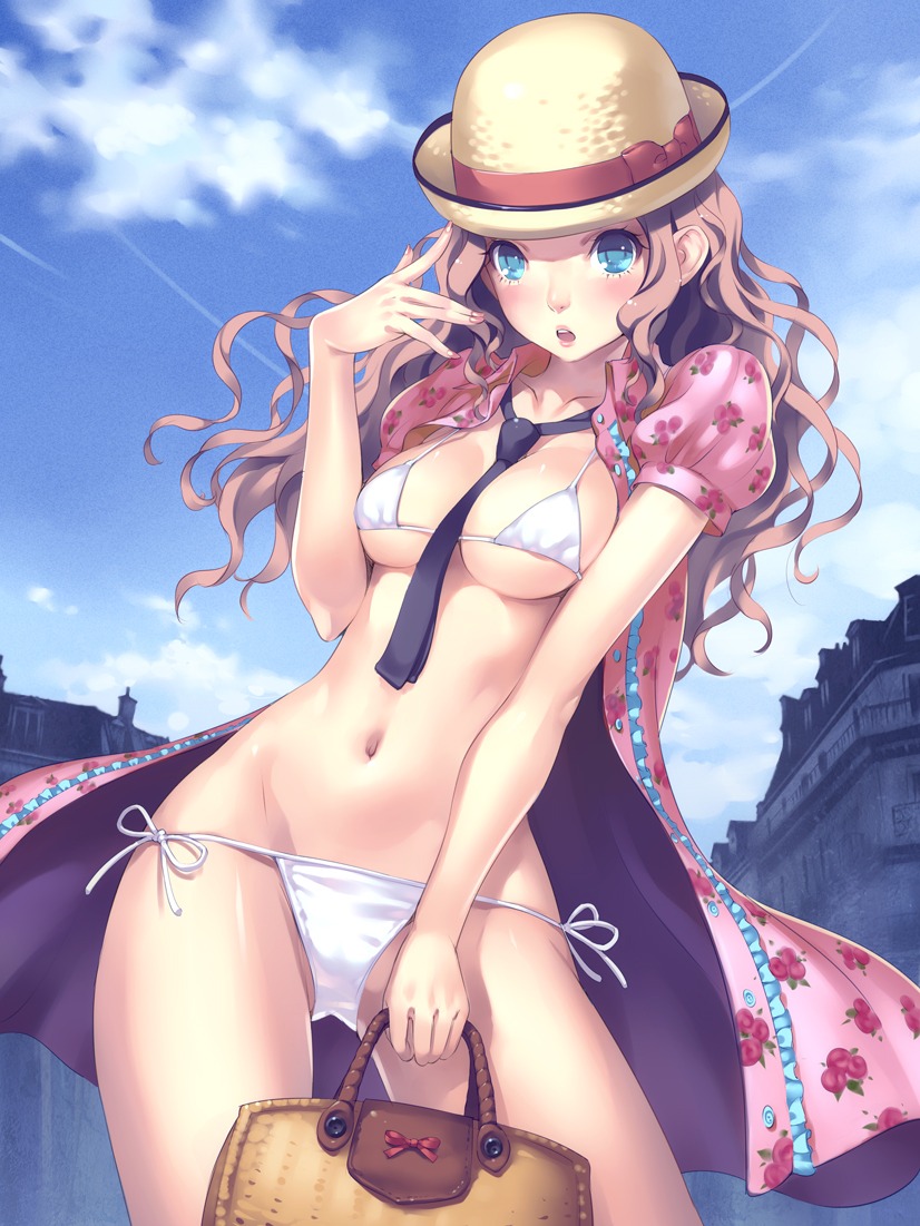 bikini cleavage dress erimo open_shirt swimsuits