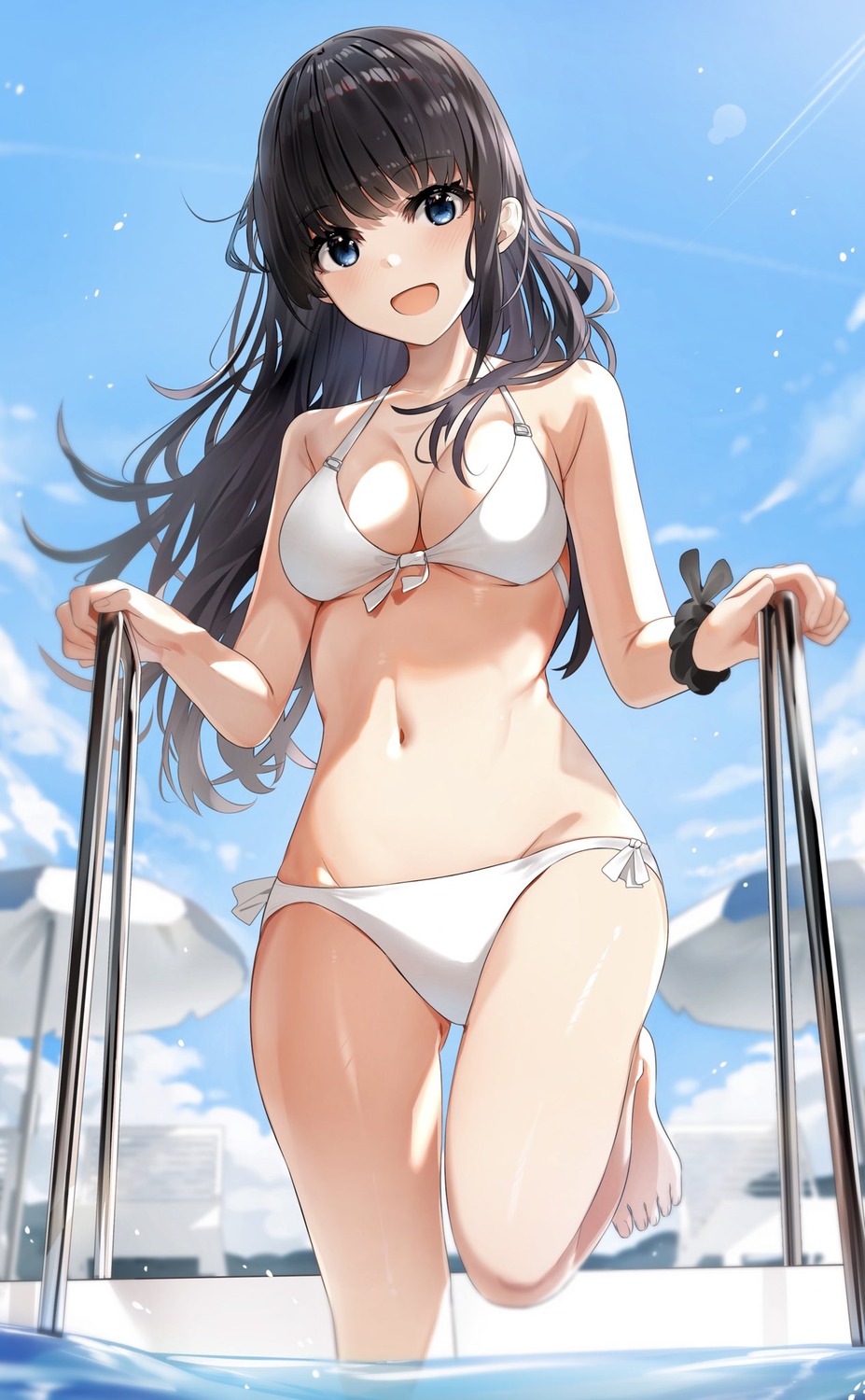 bikini kurokuro_illust swimsuits wet