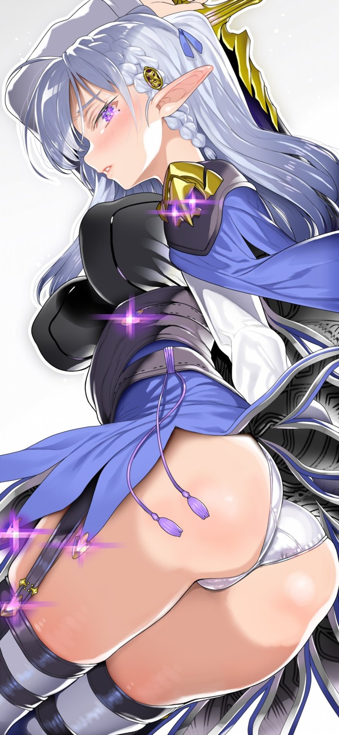 armor ass cameltoe kanadome_hajime pantsu pointy_ears skirt_lift stockings sword thighhighs thong