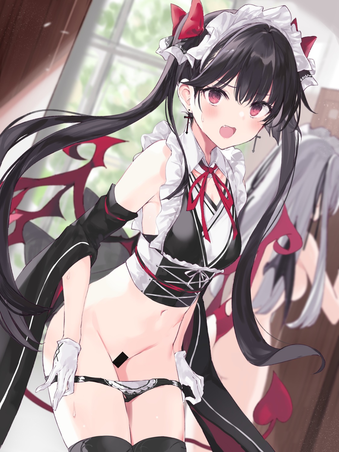 ass censored devil maid naked nana_(luna_berry) pantsu panty_pull tail thighhighs undressing wa_maid wings