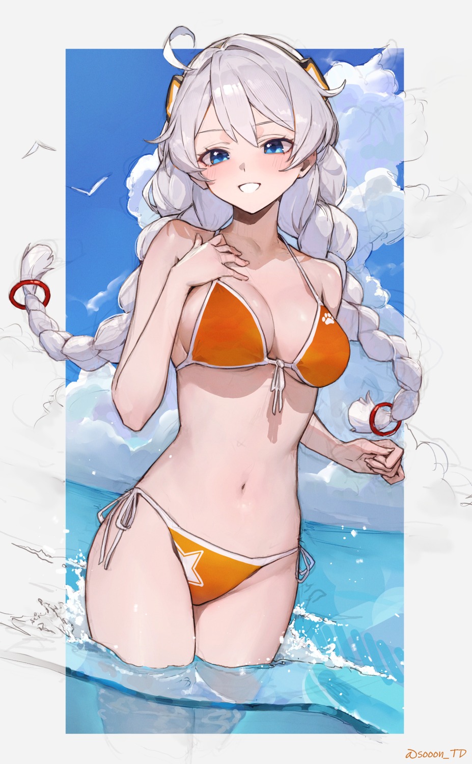 benghuai_xueyuan bikini honkai_impact kiana_kaslana sketch sooon swimsuits wet