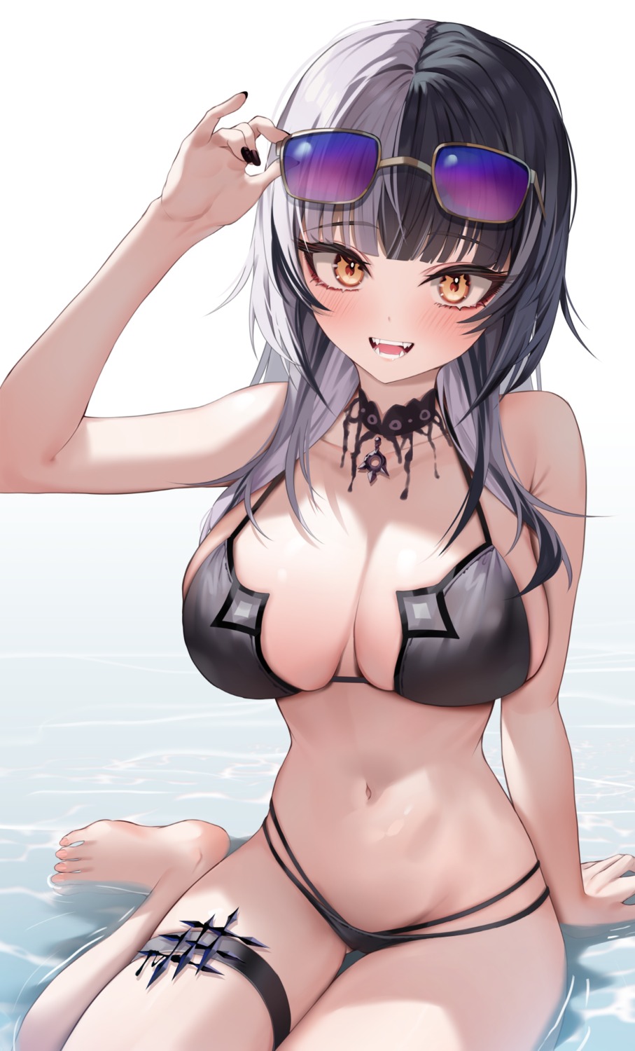 bikini garter hololive hololive_english megane shiori_novella shuvi_(shuvi1125) swimsuits wet