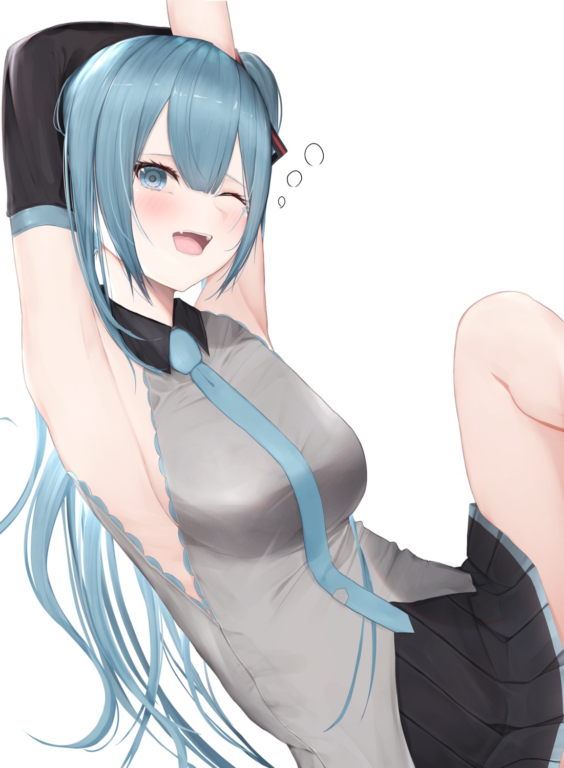 hatsune_miku mo_(mainiti_omoti) no_bra skirt_lift vocaloid