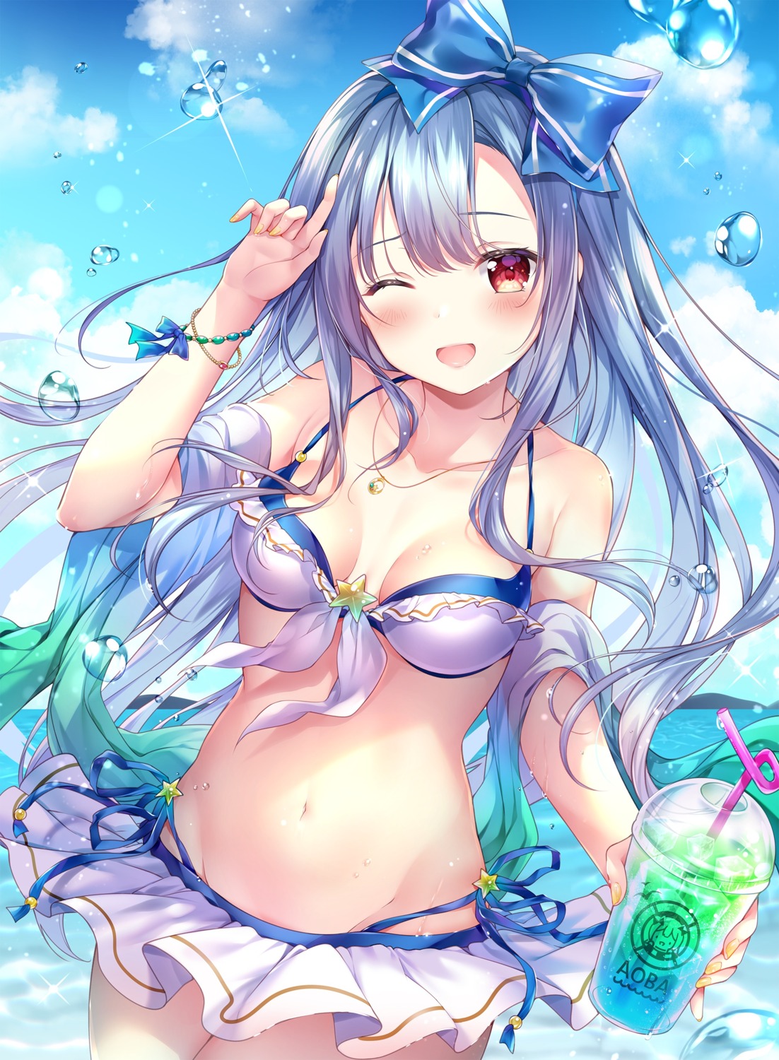 aoba_project aoba_rena bikini sakura_moyon swimsuits wet