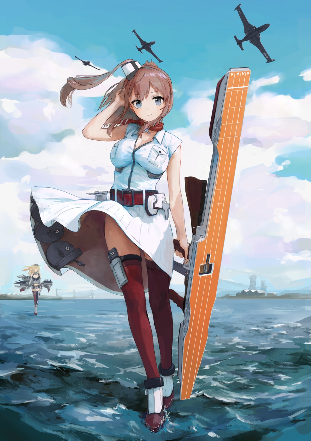 iowa_(kancolle) kantai_collection saratoga_(kancolle) thighhighs treeware