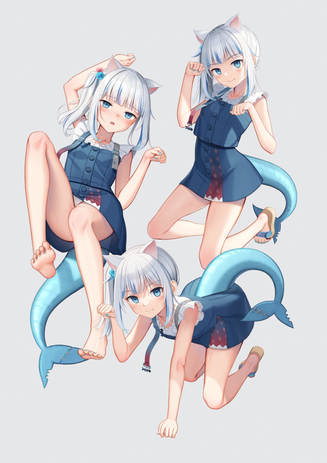 animal_ears feet hololive hololive_english kep_(ahokep) nekomimi pantsu skirt_lift tail