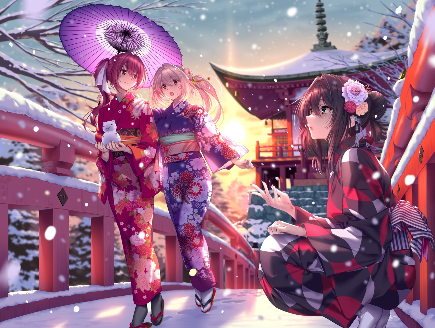 chigami_hikage hanikami_kanojo hiiragi_sano kimono myouga_satsuki piromizu umbrella