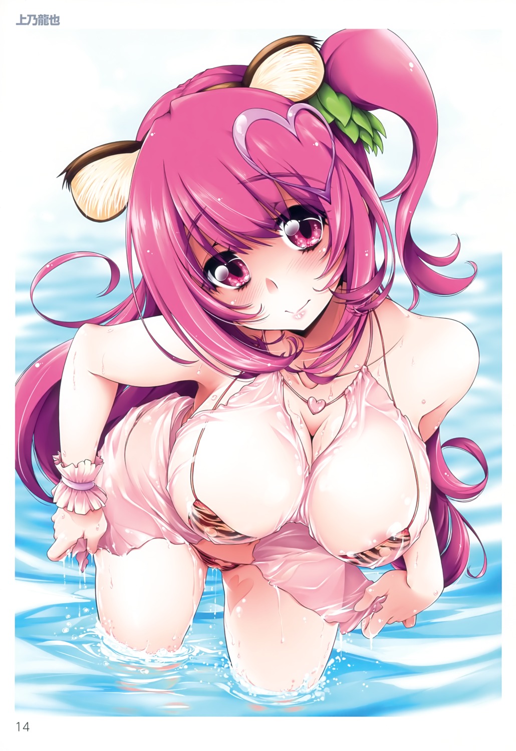 animal_ears areola bikini cameltoe dress erect_nipples kamino_ryu-ya see_through swimsuits toranoana wet wet_clothes