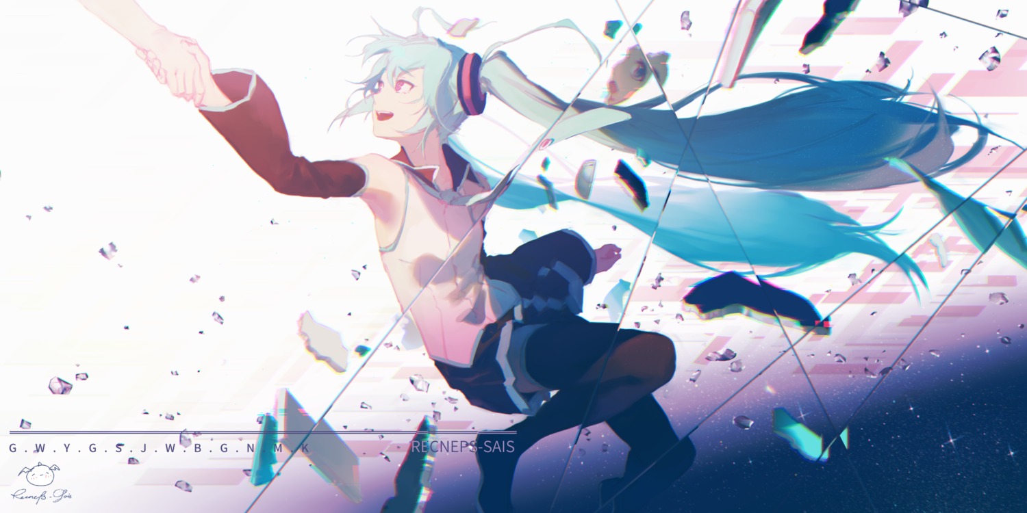 hatsune_miku skirt_lift spencer_sais thighhighs vocaloid