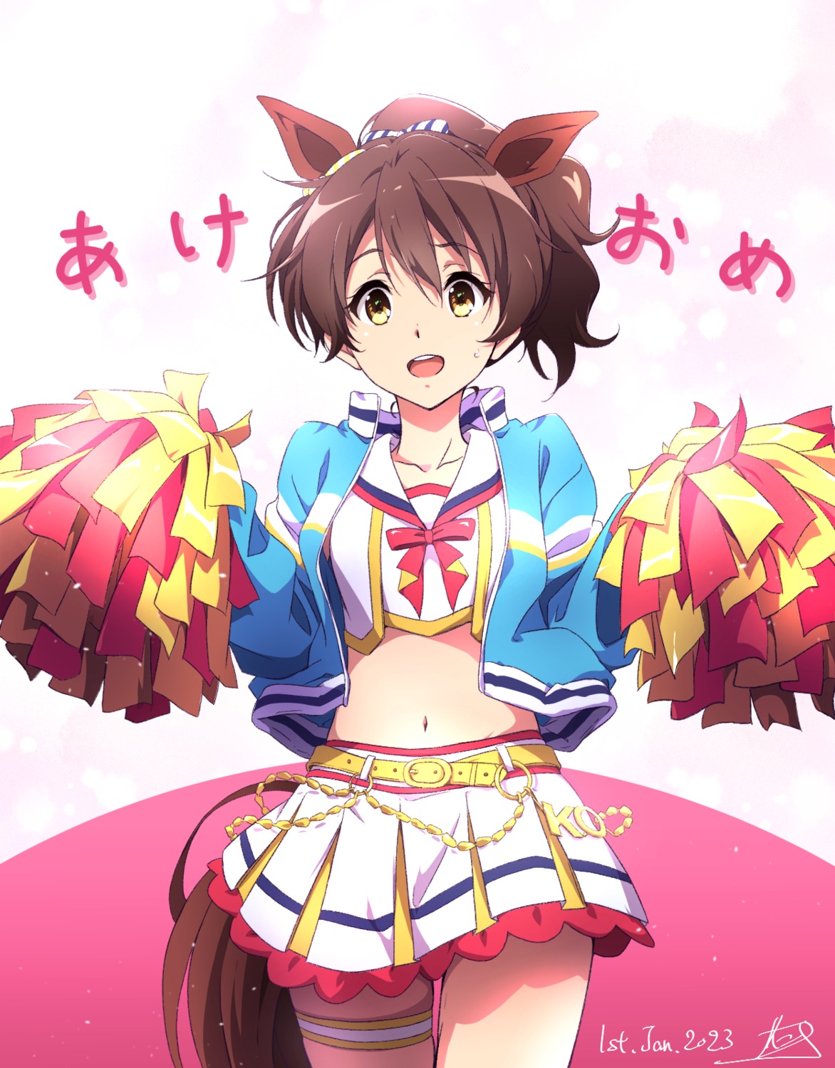 animal_ears cheerleader cosplay garter hibike!_euphonium nice_nature_(umamusume) nii_manabu oumae_kumiko tail uma_musume_pretty_derby