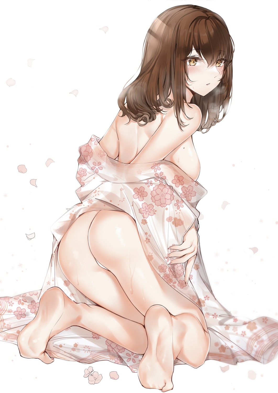 ass feet no_bra open_shirt pantsu see_through skirt_lift thong wet wet_clothes yukata yukineko1018