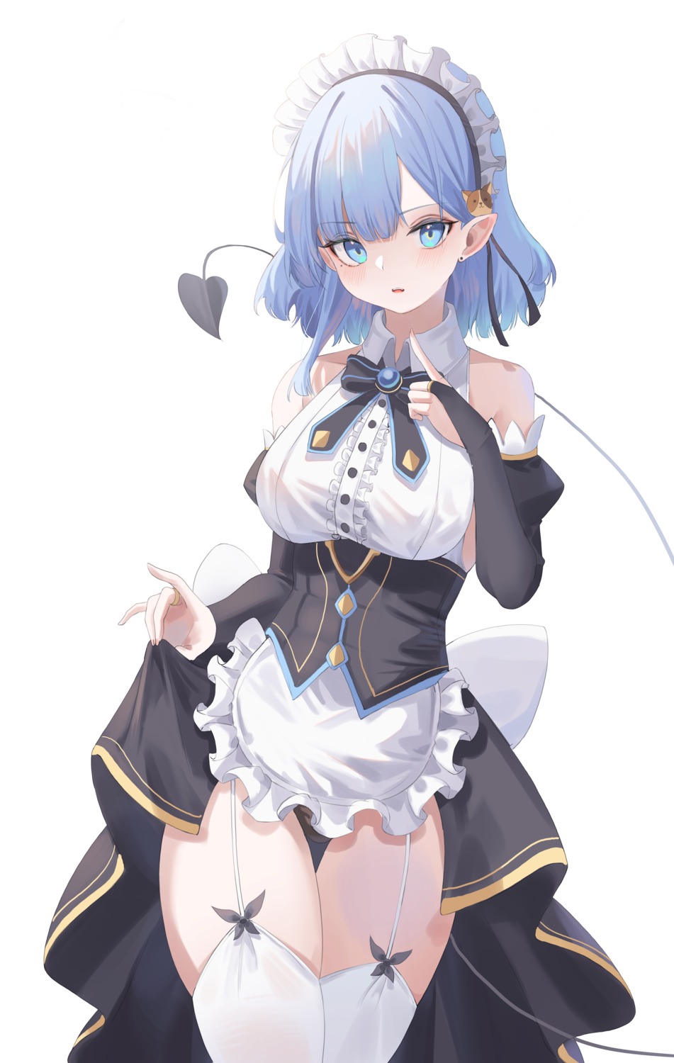 cake_walker maid pantsu pointy_ears skirt_lift stockings tail thighhighs