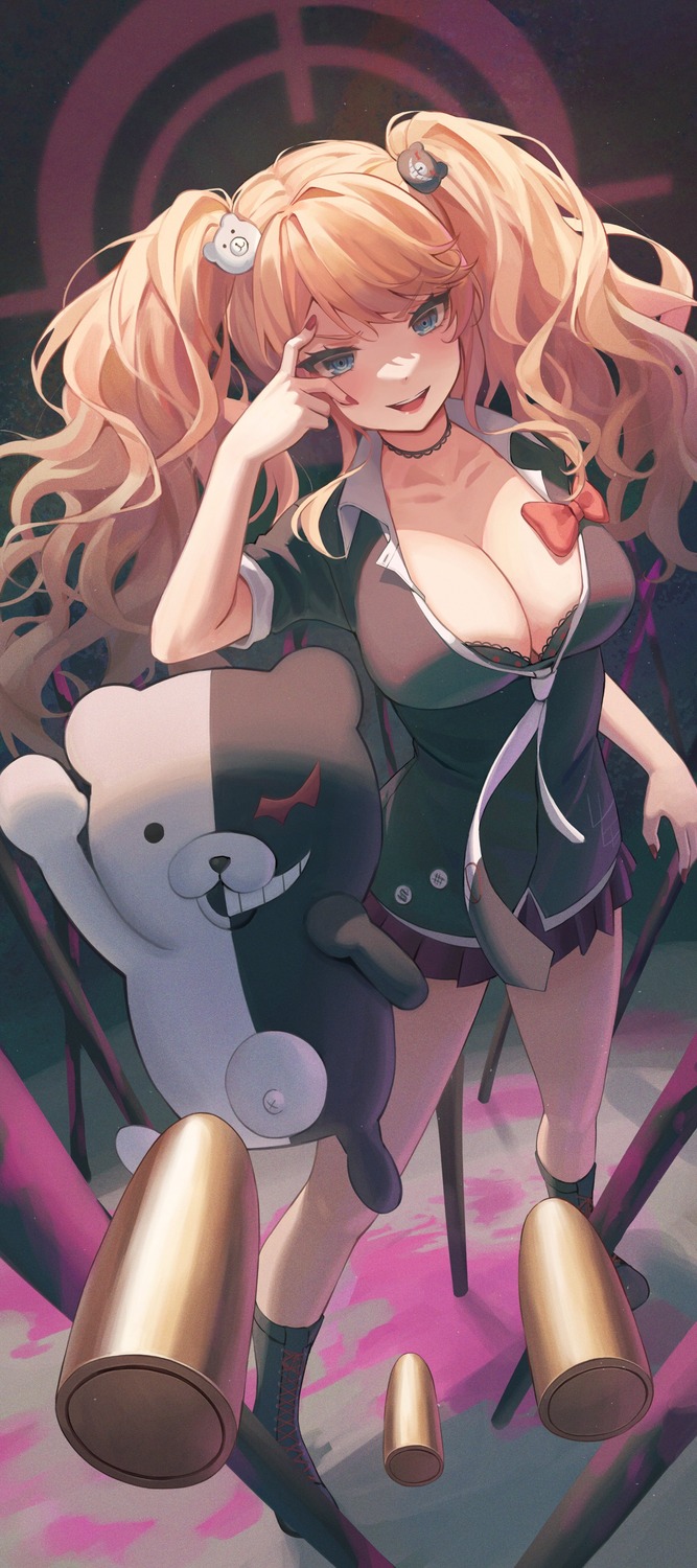 bra dangan-ronpa enoshima_junko open_shirt pul_(gks569) seifuku