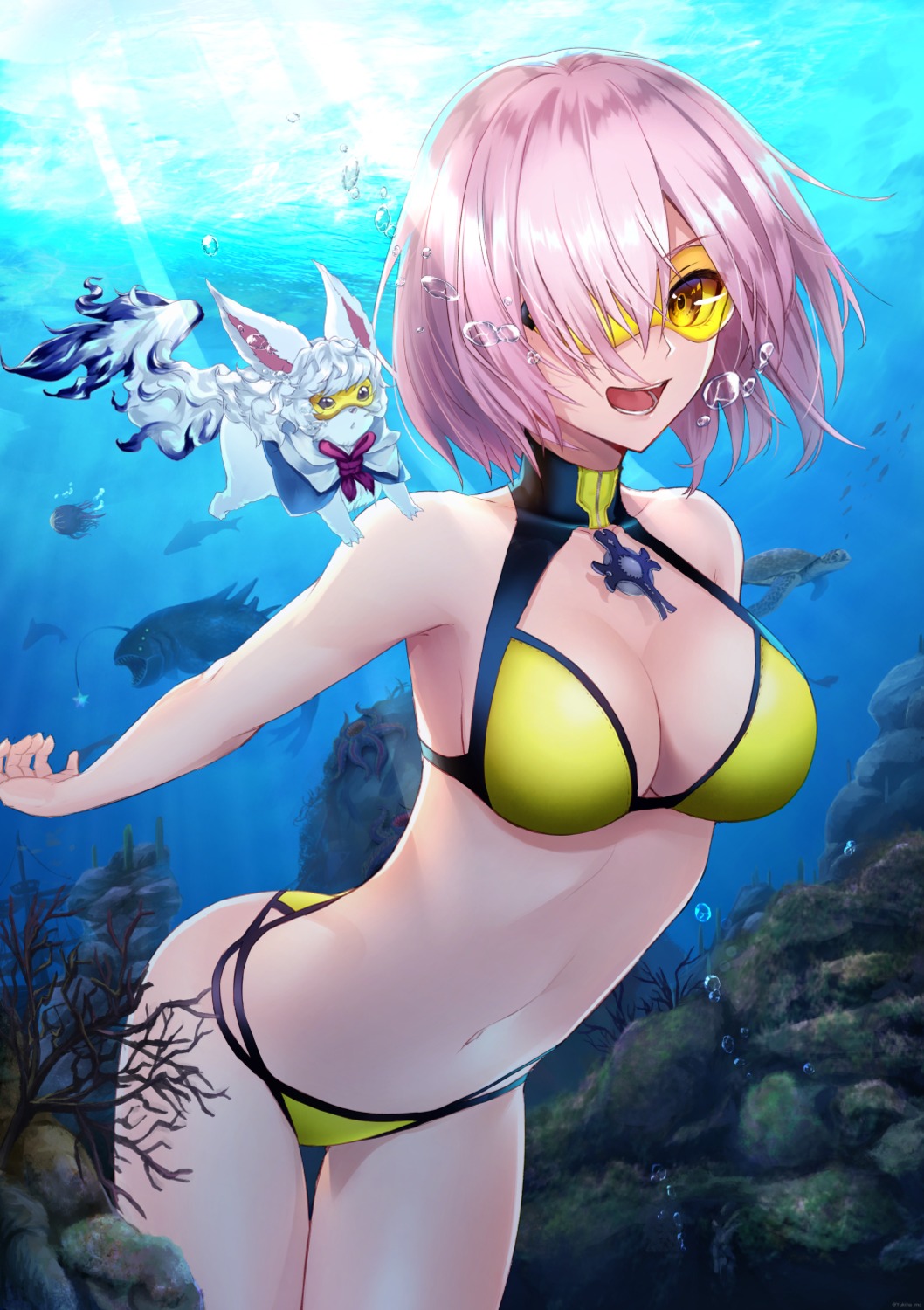 bikini cleavage fate/grand_order fou_(fate/grand_order) mash_kyrielight swimsuits yukihama