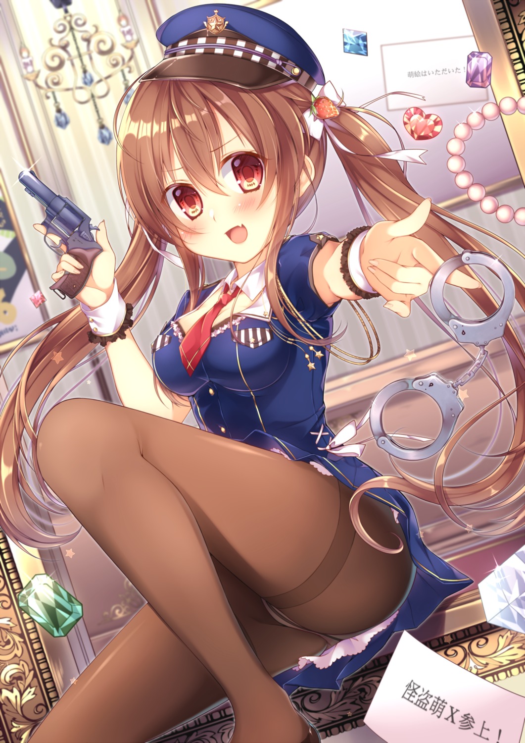 chihio cleavage gun pantsu pantyhose police_uniform uniform