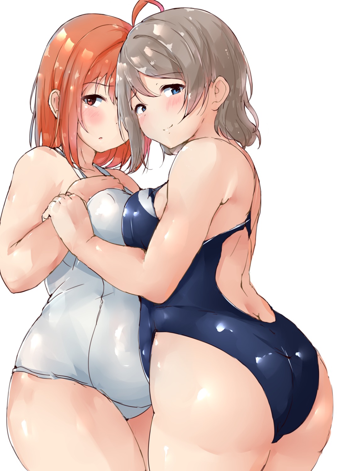 ass love_live!_sunshine!! school_swimsuit shinonon_(iso_shino) swimsuits symmetrical_docking takami_chika watanabe_you