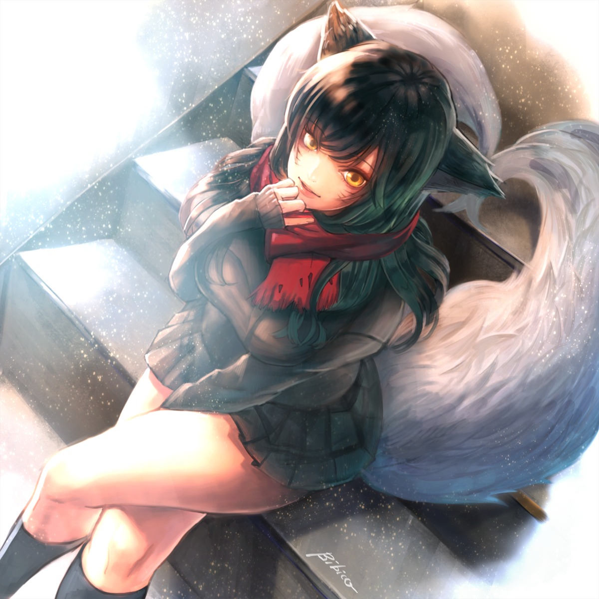 ahri animal_ears autographed bibiko league_of_legends sweater tail