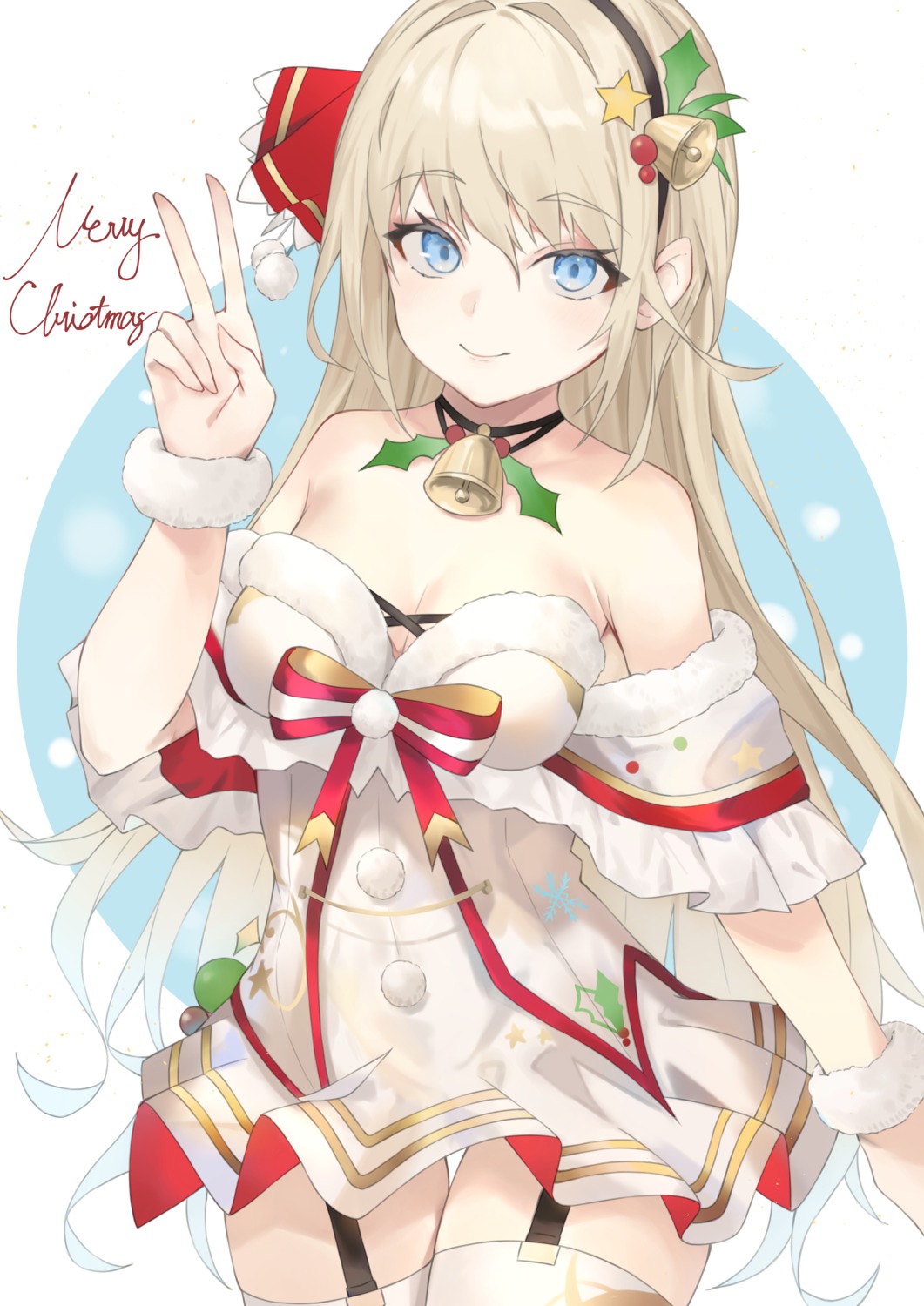 christmas cleavage dress stockings taht_(that_is_mm) thighhighs