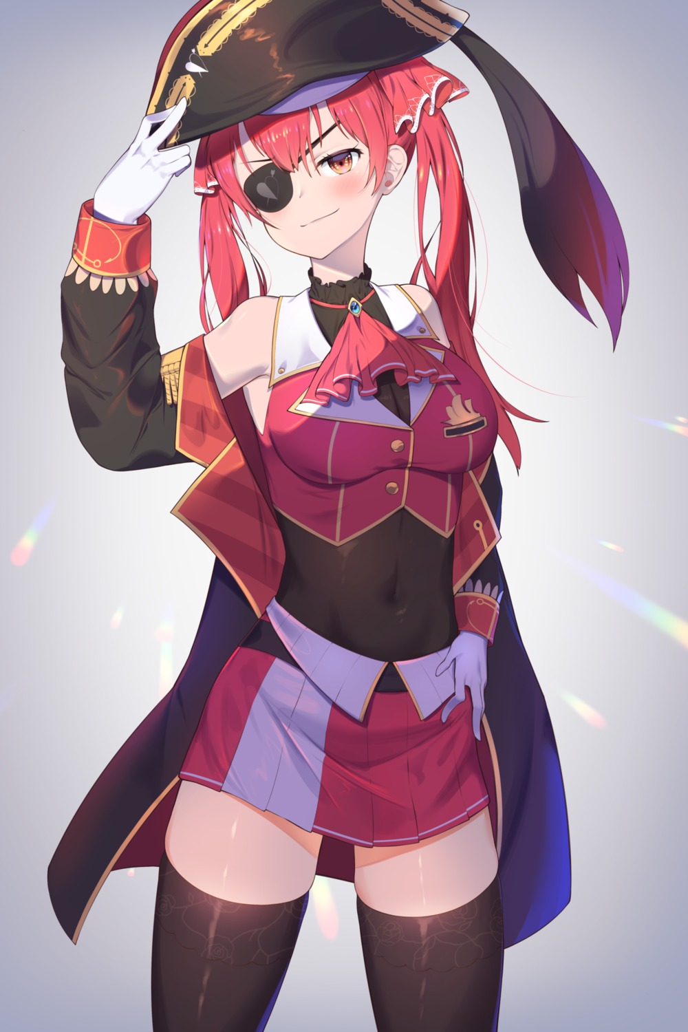 eyepatch gappt hololive houshou_marine pirate thighhighs