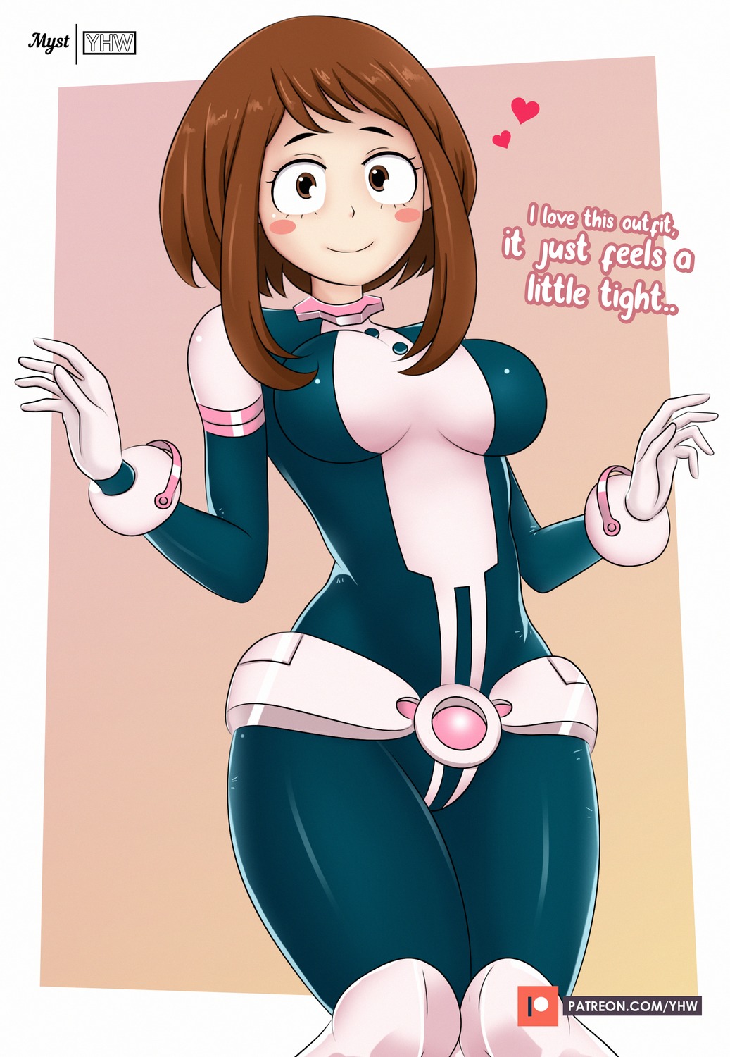 bodysuit boku_no_hero_academia no_bra uraraka_ochako yhw