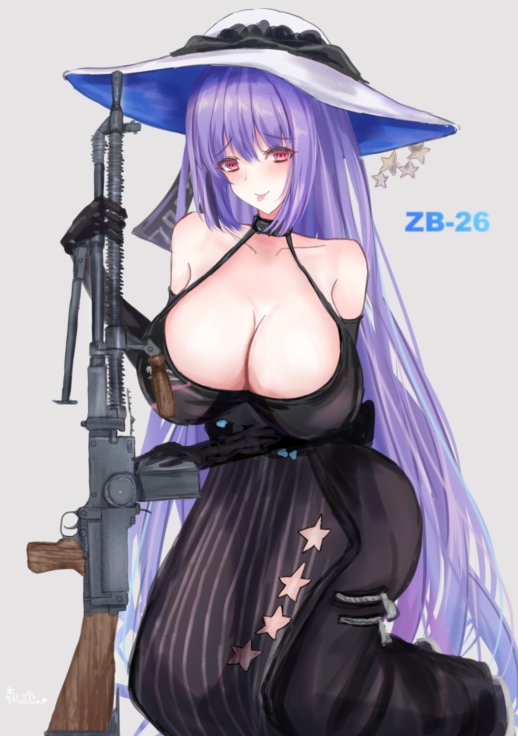 dress girls_frontline gun martinreaction no_bra zb-26_(girls_frontline)