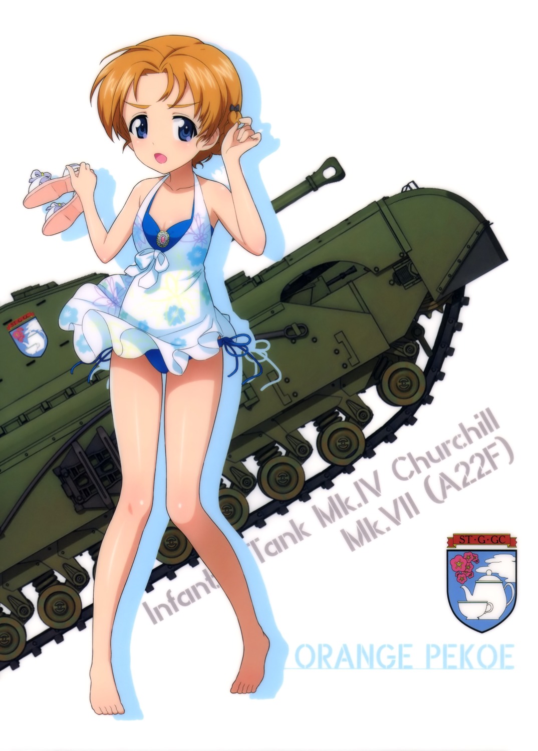 bikini cleavage dress girls_und_panzer orange_pekoe skirt_lift swimsuits