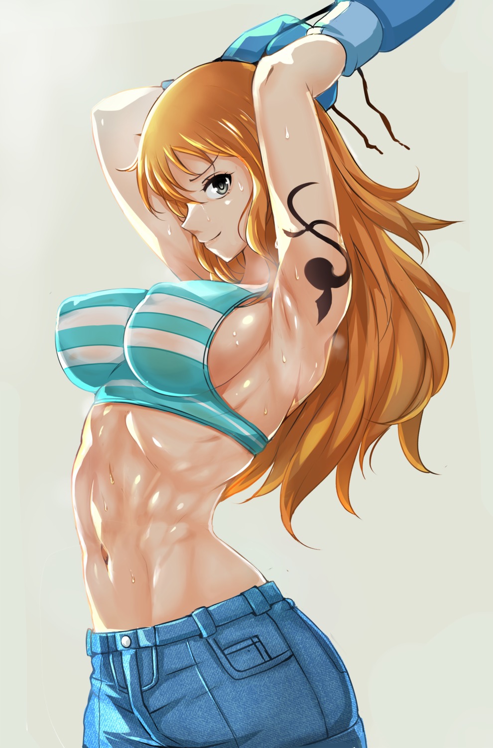 bikini_top erect_nipples nami nonoririn one_piece swimsuits tattoo wet